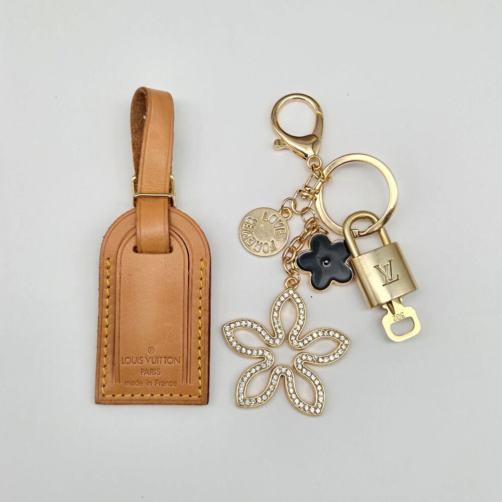 Authentic Louis Vuitton Luggage Nametag and Gold Padlock with Unbranded Keycharm - Picture 8 of 12